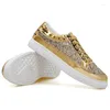 Fitnessschuhe Frauen Gold Sneaker Shining Fashion Trainer Männer Paar lässige Schnüre-up Tenis Feminino Crystal Womens