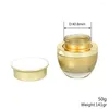 Bottiglie di stoccaggio imballaggio di panna in vetro vuoto in oro dispenser cosmetico rotondo da 50 ml con coperchio in vendita