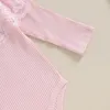 Set di abbigliamento abiti da bambina naci per neonati con costola per neonaio manica lunga pagliaccio di jeans svasato pantaloni set di cabine da 3 pezzi di jeans