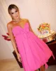 Casual Dresses Sweety Pink A-line Short Chiffon Girls Brithday Party Fuchsia Bows Women Maxi Dress Off The Shoulder Female