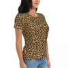 Women's T Shirts Classic Leopard T-Shirts Animal Spots Print O Neck Street Style Oversize Shirt Short Sleeve Woman Y2K Tee Summer Tees