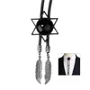 Bow Ties Vintage Western Cowboy Bolo Tie Carving Slips Punk Necklace Costume Accessory American