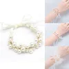 Bangle Pearl Crystal Wrist Corsage Bridesmaid Children's Hand Flower Marriage Beautiful Bride Wedding Bracelets Girls Jewelry