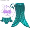 One-Pieces Childrens mermaid swimsuit girl princess mermaid tail swimsuit girl beach split bikini Q240418