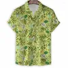 Chemises décontractées pour hommes fleur de dessin animé 3d Imprimer Hawaiian chemise pour hommes à manches courtes bouton bouton d'été de chemisier de revers en vrac vêtements