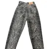Dżinsy dżinsowe Leopard Print Retro szeroka noga dla kobiet Mężczyzn Mężczyzn Dżinsowe spodnie z kieszeniami chmielowymi