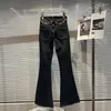 Frauen Jeans Borvemays Metallgürtel Kette Street Herbst 2024 hohe Taille Kontraste Farben Trend Frauen Weitbein Hosen WZ5403