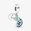 100% 925 Sterling Silber Farbveränderte Chamäleon Dangle Charm