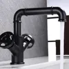 Robinets de lavabo de salle de bain bassin en laiton noir de style industrie
