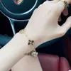 Designer 1to1 Bangle Luxury Jewelry Fanjia Lucky Leaf Grass Bracelet Womens Five Flower Laser Color 18k Chisel Carving Craft Full Angle Radiance