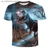 T-shirts Childrens T-shirt Cool Jurassic World Dinosaur T-shirt Boys T-shirt Summer Short sleeved T-shirt Childrens Clothing Girls Top Q240418