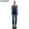 Damen zweisteuelhafte Hosen Fagadoer Retro dunkelblau Fashion Denim Weitbein Sets Frauen gegen Nacken Reißverschluss unregelmäßiges Tanktop und Outfits