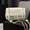 Womens Classic Mini Flap Quilted Quilted Double Pearls Borse a tracolla a catena regolabile Diamond Lata