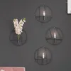 Titulares de vela Arte moderna 3d círculo de metal parede pendurada em casa decoração vaso de flores artesanato de luz de luz geométrica