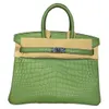 Designer BK25 Acqua Domestica tinta tinta Matt Crocodile Pinza da donna Borsa a mano cucire a mano Avocado Bage4KU Green