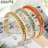 Hair Rubbers Bands Awaytr Gold Chains Bands Hairs Femme Hair Hoop Colombage massif Bande de coiffure Fashion Elastique Bande de tête Accessoires de cheveux Ornement Y240417