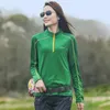 Buiten sport wandelen stand-up kraag t-shirt dames dunne snel drogen groot groot formaat losse zonnebrandcrème lange mouwen snel drogende top