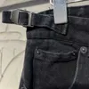 Högkvalitativ designerkläder Paris Rätt utgåva Jeans Träskärmbyxor tvättade svartgrå rak fatlast Nagel Hårdvarupar Stil