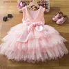 Mädchenkleider Kleinkind Girl Tutu Kleid Baby Girls Spitze Blume Birhday Party Prinzessin Kleid süßes Mädchen V-Back Fluffy Kostüm für Hochzeit Alter 2 4 6