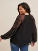 Women's Blouses H10 plus size dames chiffon shirt 2024 zomer stijlvolle kant uitgesneden top export met lange mouwen