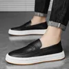 Designer New Men's Brown Black Slip On Platform Shoes Male Causal Flats Penny Loafers Walking Sneakers Zapatos Hombre