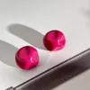 Boucles d'oreilles en peluche vintage de couleur prune délicate stéréoscopique en forme pour les femmes felles aiguille argentée résine géométrique ronde