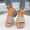 Zapatos de vestir para mujeres de verano sandalias altas tacón casual mujer cuadrada de dedo abierto damas de sándalo tacones gruesos zapato 2024