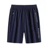 Mäns shorts Mid-Rise Elastic Waistband Dxhet fickfickor Wide Leg Men Summer Ice Silk Short Sweatpants