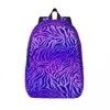 Backpack Blue Purple Zebra Teen Animal Print Backpacks Backpacks Poliéster Kawaii School Bags Designer de viagens Rucksack