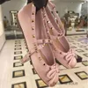 Riveted Female Satin Flat Ballerinas Summer Head Shoes Silk Valens Tino Bottom Ballet Designer 2024 Shoe New Round Girl Shallow Lady Bow Princess Single IC3M