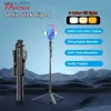 Selfie monopods fangtuosi 1750 mm draadloze selfie stick statief stand opvouwbare monopod met LED -lampje voor smartphones balanceren stabiel schieten live y240418