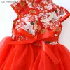 Meisjesjurken meisjesjurk lente/zomer kinderjurk Chinese stijl jurk kinderjurk kinderen qipao prinses jurk meisje baby foto kleding Q240418