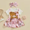 Clothing Sets Infant Baby Girl Summer Clothes Short Sleeve Bear Romper Dress Bodysuit Tutu Skirt Toddler Outfit 0-24M