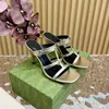 Designer di design alla moda Slifori da donna Sandals High Heel Sandals Casual Cinta DECORAZIONI DI METALLA DI METALLA