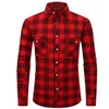 Chemises décontractées pour hommes Shirts européens et américains Brossed Plaid Shirt Flannel à manches longues à manches longues