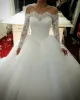 Dresses Tulle Boat Neck Lace Up Off the Shoulder Wedding Gowns Appliques Lace Sequined Court Train Ball Gowns Bridal Gowns