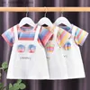 Robes de fille 1 à 5 ans bébé robe fille colorée Stripe mignonne de princesse préscolaire robe coton coton vêtements