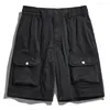 Shorts masculinos de verão masculino de cor sólida algodão verde preto moda de bolso casual cargo macho