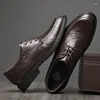 Chaussures décontractées Lacet Up Up Great Le cuir respirant hommes Black Black Luxury Brands Oxfords Forme