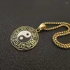 Hanger kettingen hiphop rots goud kleur roestvrij staal yin yang tai chi taiji geometrische ronde ketting voor mannen sieraden met 24 "ketting