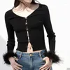 Women's Knits High End Clothing 2 Color Interlocking Hollow Bottoming Shirt Women Fashion Classic Long Sleeve Slim-fit V-neck Pit Sweater 24