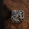 925 STERLING Silver Initial Promise Couple Ring Ring Ring Advable Men de femmes Femmes Hollow Flame Dragon Engagement Ring3013877