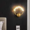 Wall Lamp Nordic LED Crystal Lighting Round All Copper Mounted Light For Bedroom Bedside Living Room Furniture