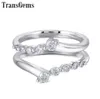 Transgems solide 14K 585 White Gold Ladies Rague de mariage F Color Moisanite Ring pour les femmes Band de mariage empilables pour 1ct Ring Y19066125016