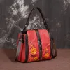 Bag Form 2024 Vintage Embossing Genuine Leather Shoulder&crossbody Bags Leisure Small Cowhide 3 Colors Floral Handbags