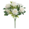 Kwiaty dekoracyjne Prezent Świąteczny Sztuczna róża długotrwały bukiet 7-główny wierność No miażdżące lub podlewanie
