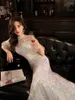 Runway Dresses Mermaid Sequin Celebrity Bling Latern Sleeve Beading Luxury Women Zipper Party Sexy Long Wedding Prom Gowns