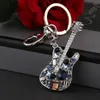 Keychains Unique Guitar Rhinestone Key Wallet Bag Buckle Handbag Crystal Pendant Car Chain YSK066