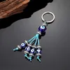 Keychains Lonyards cristal coloré dinde bleu œil perle ke clés clés anneau femmes hommes uniques lucarneux mal œil sac de voiture support de voiture clés accessoires y240417