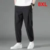 Calça masculina de verão homem legal 8xl e szie sweetpantes moda estirada casual masculino grande tamanho 7xl calça preta cinza